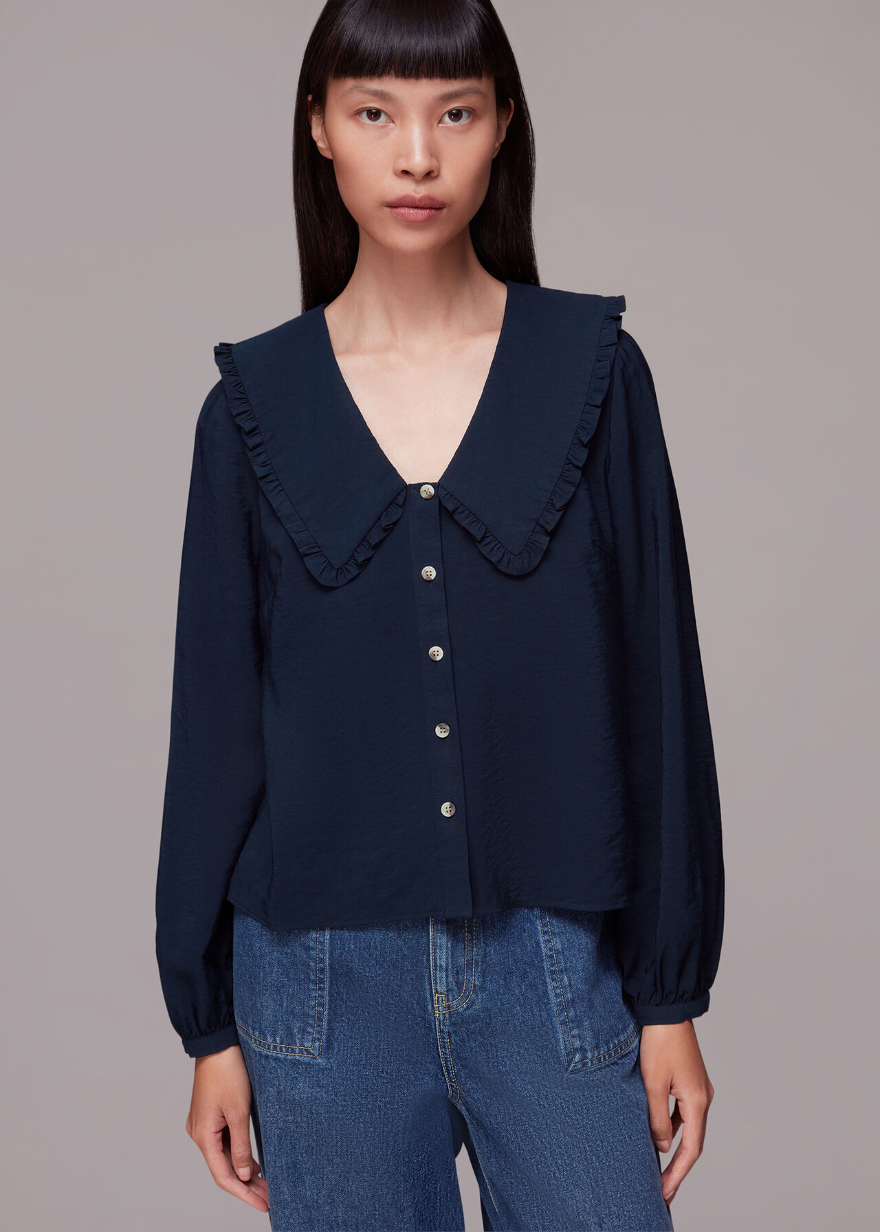 Oversized Collar Detail Top
