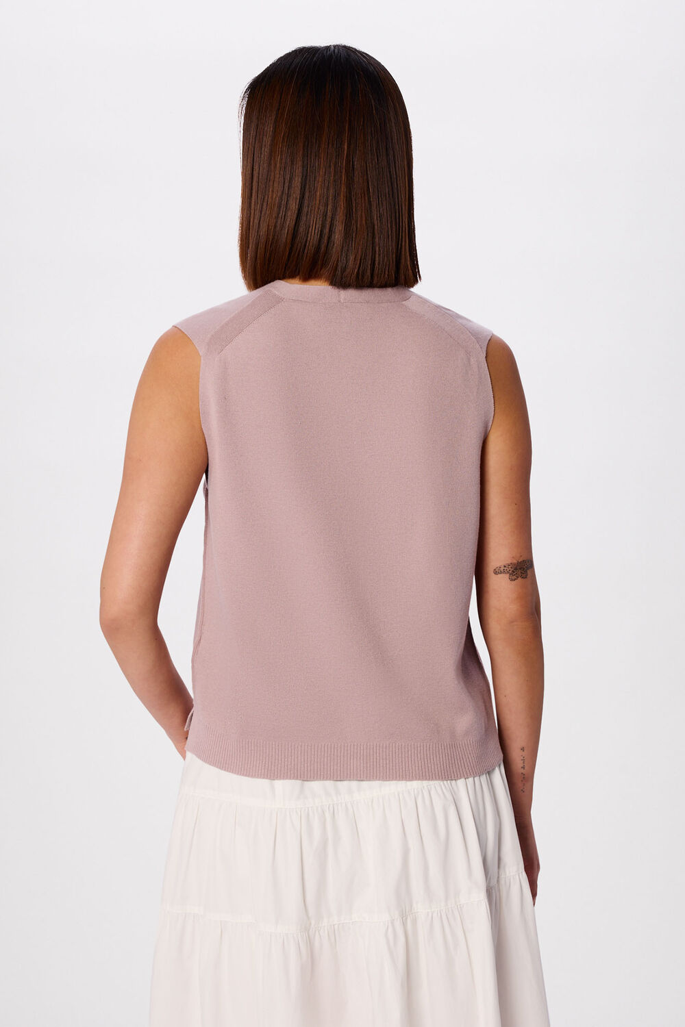 V Neck Button Front Knit Tank