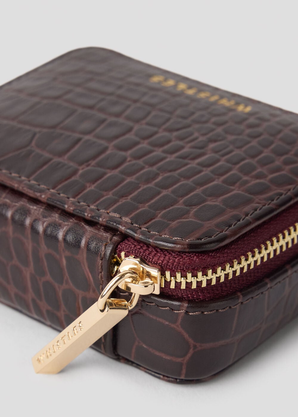 Brown Croc Leather Jewellery Box