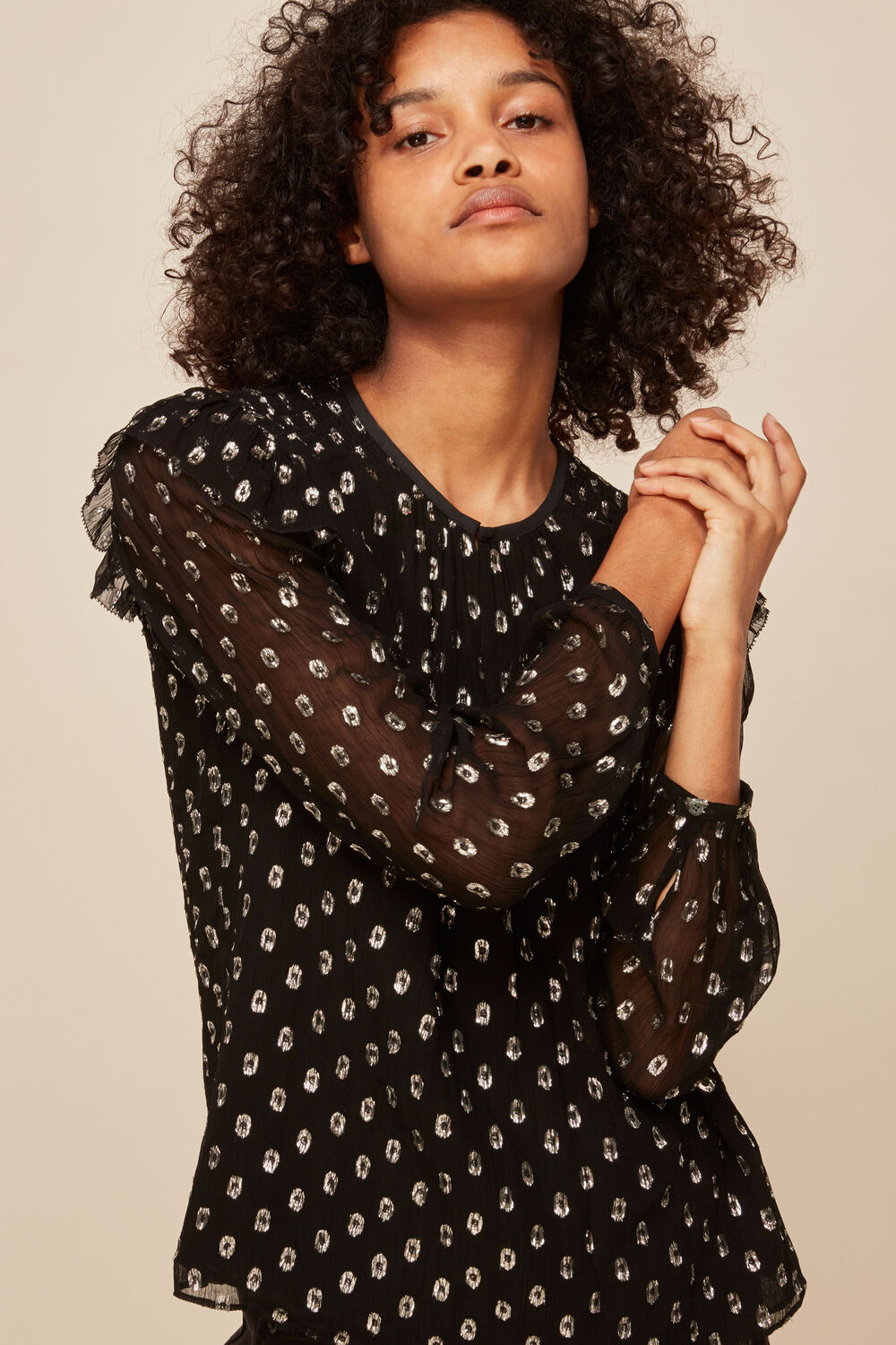 Black Metallic Dobby Sophia Top