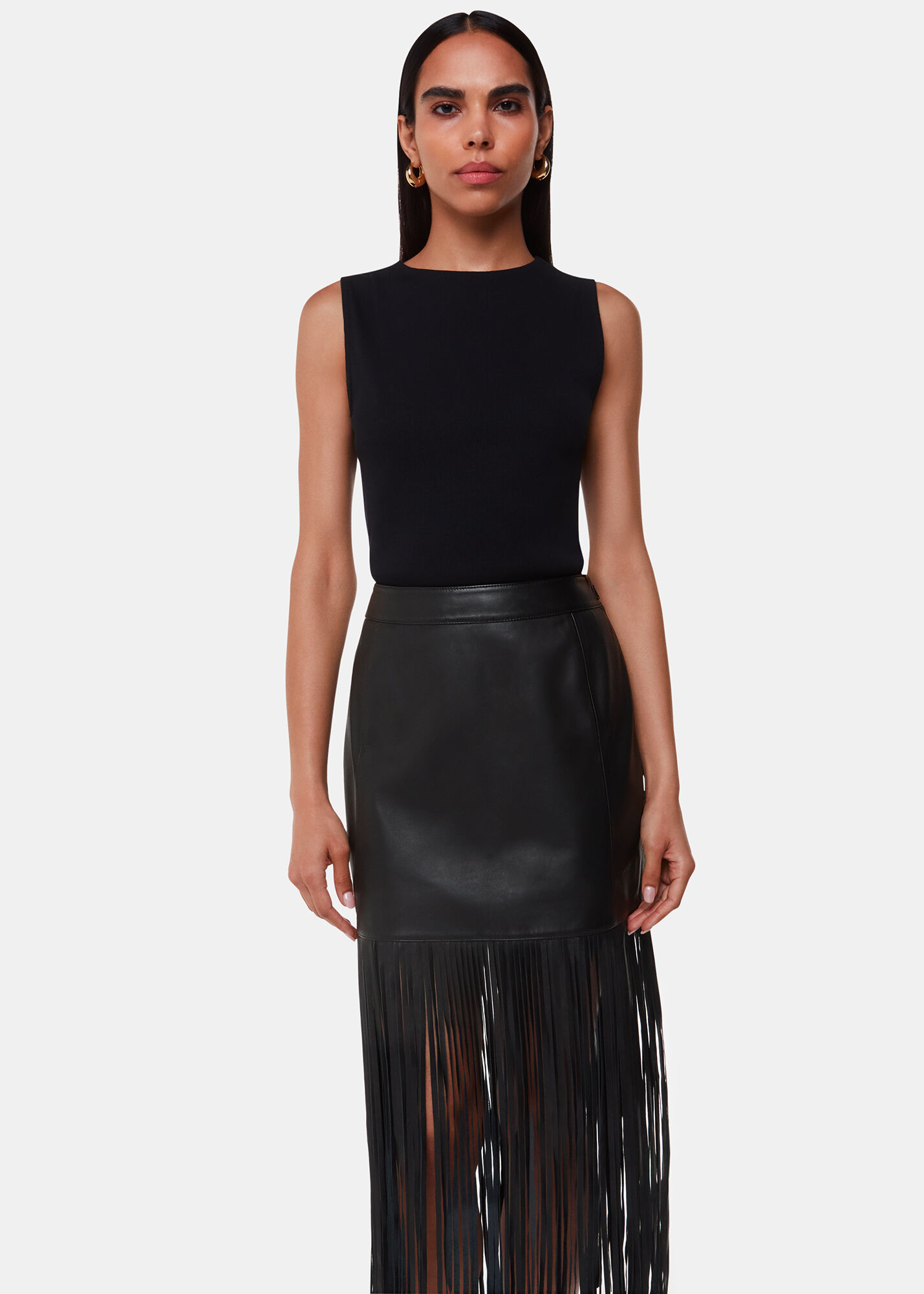 Leather fringe mini skirt clearance