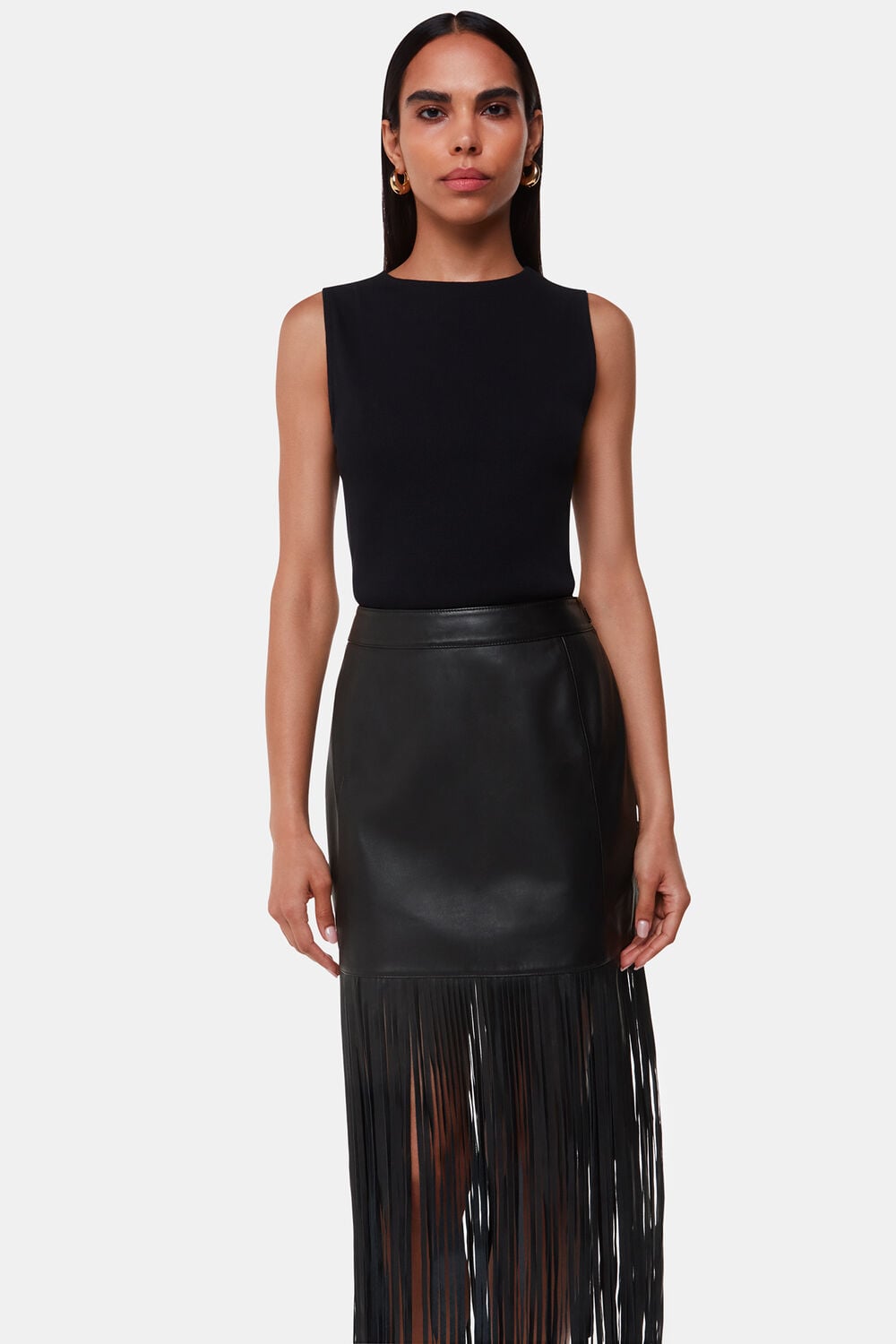 Leather Fringed Mini Skirt