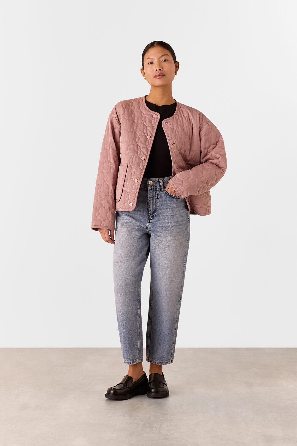 Dusty Pink Petite Maya Cotton Quilted Jacket