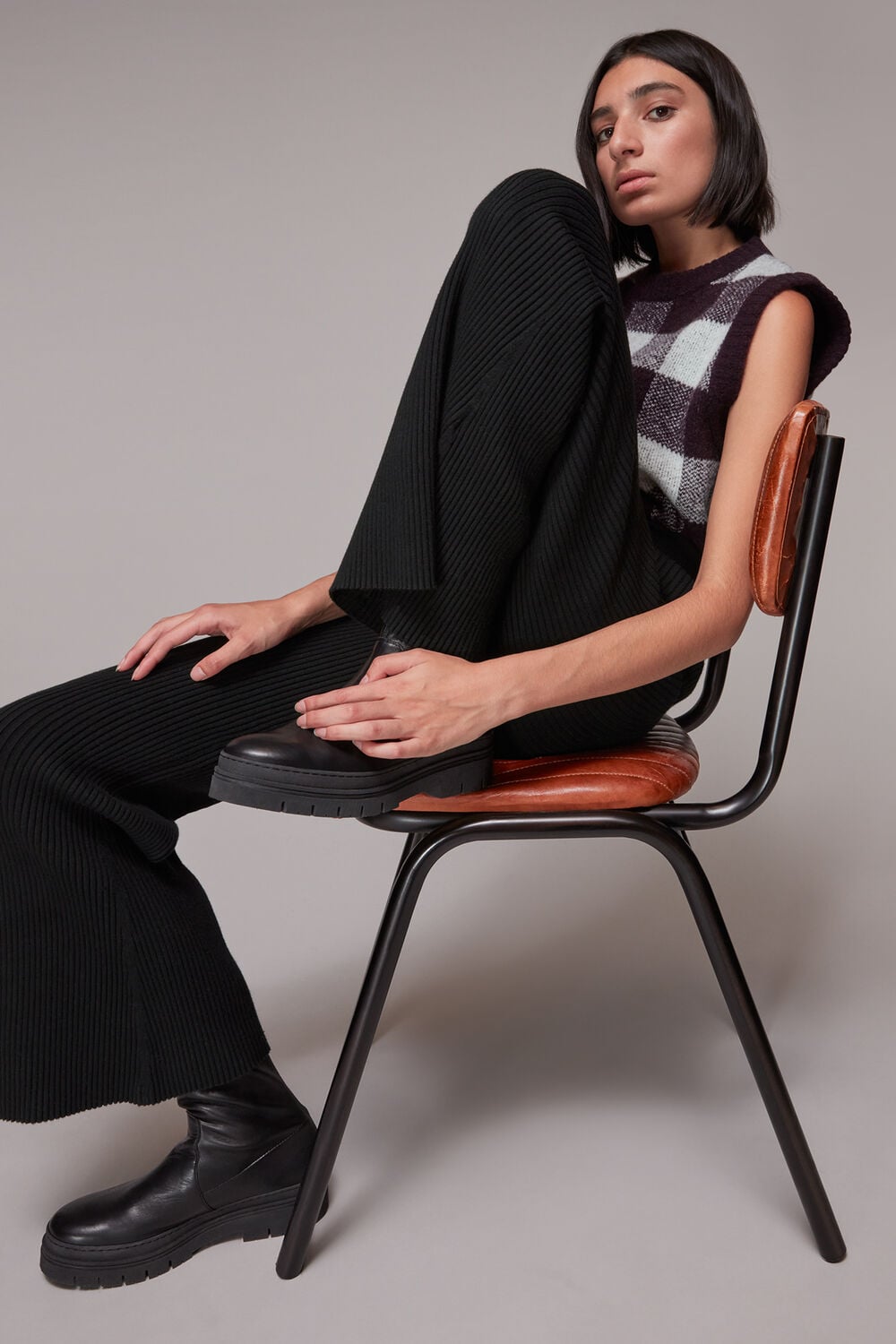 Knitted Ribbed Flare Trouser