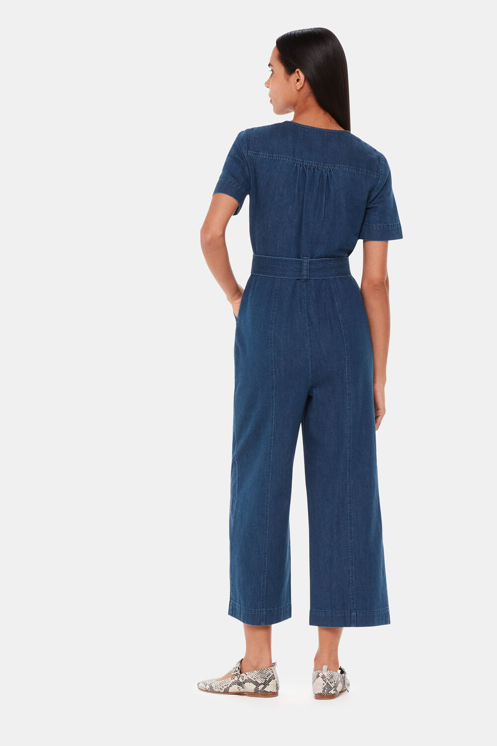 Short Sleeve Denim Jumpsuit