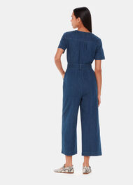 Short Sleeve Denim Jumpsuit