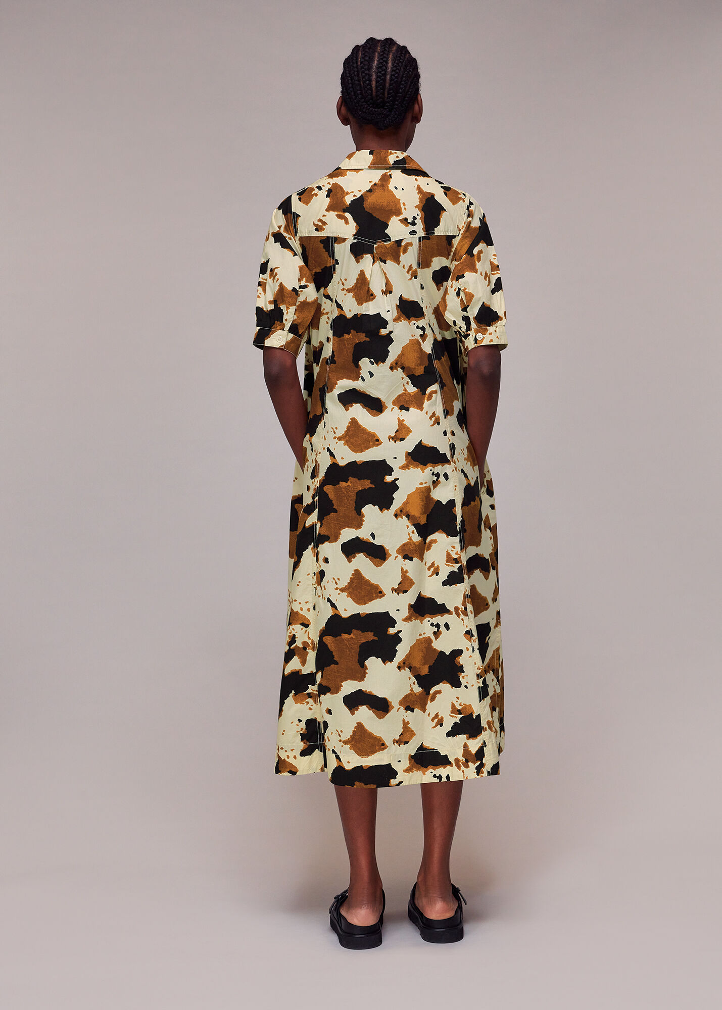 Brown/Multi Cow Print Shirt Dress | WHISTLES | Whistles UK