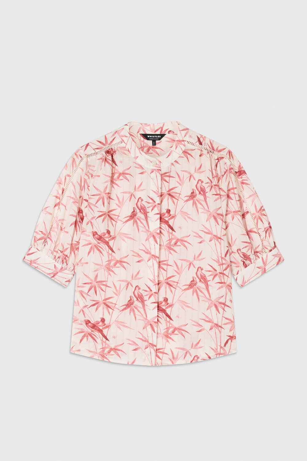 Pink Tropical Bird Textured Shirt