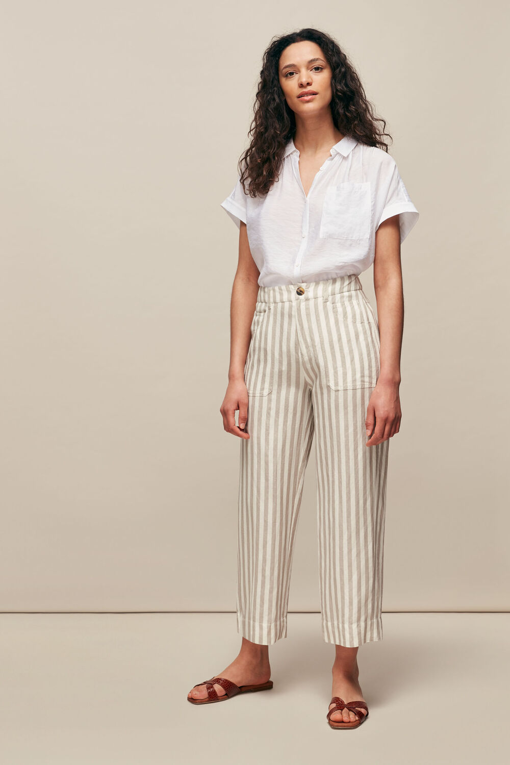 Linen Stripe Trouser White/Multi