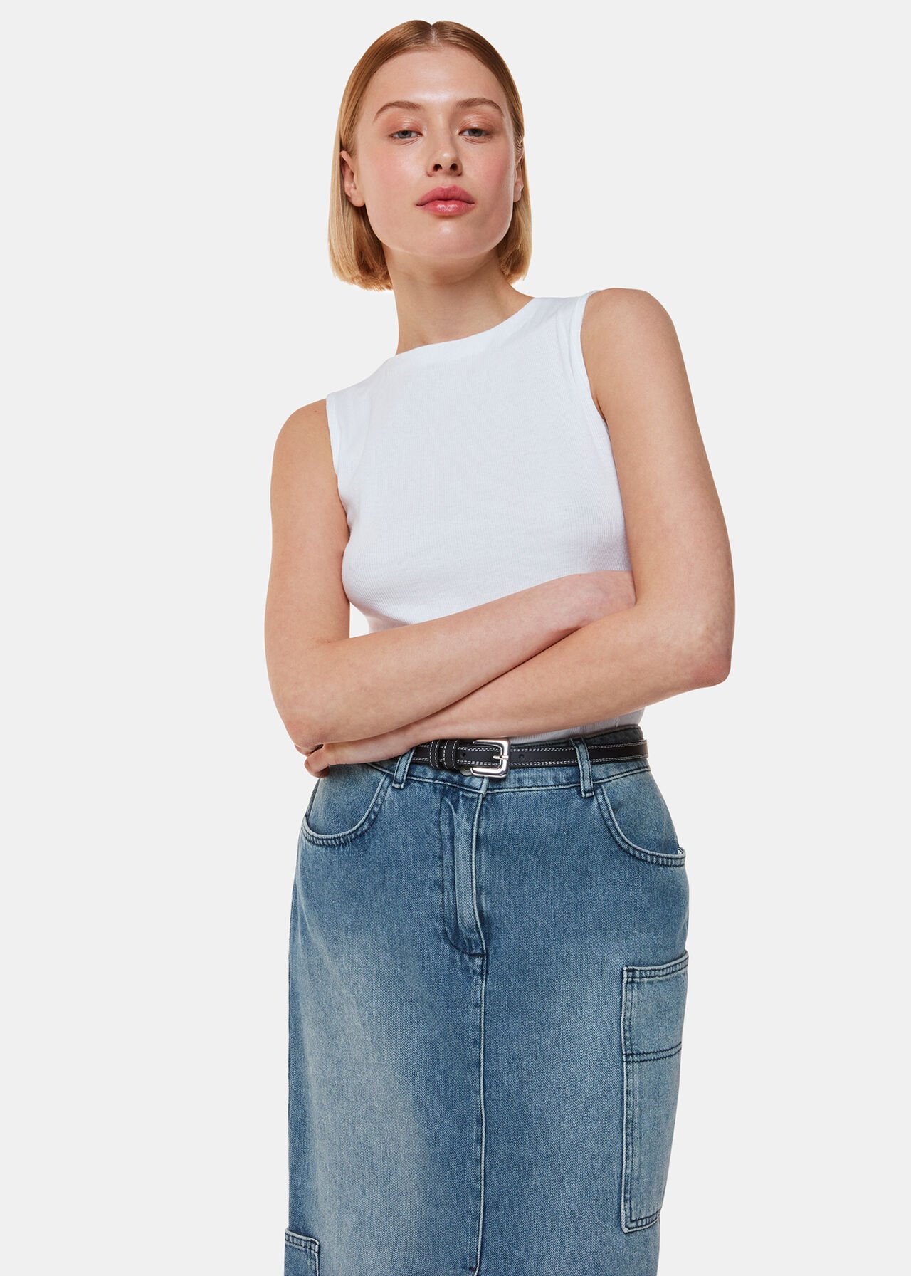 Cora Utility Denim Maxi Skirt