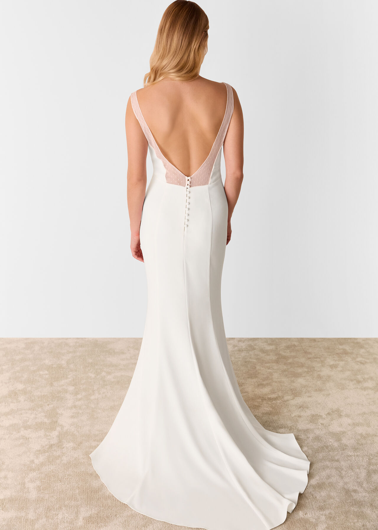 Mia Square Neck Wedding Dress Ivory