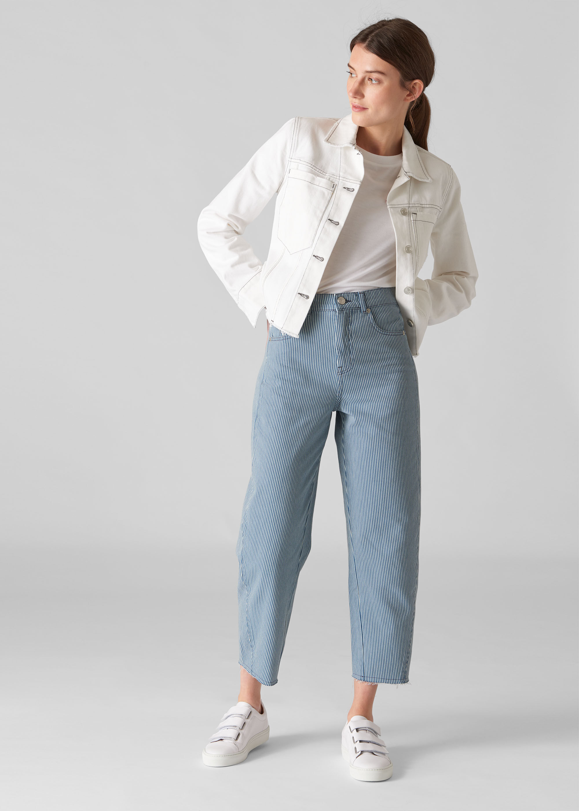 Stripe High Waist Barrel Jean