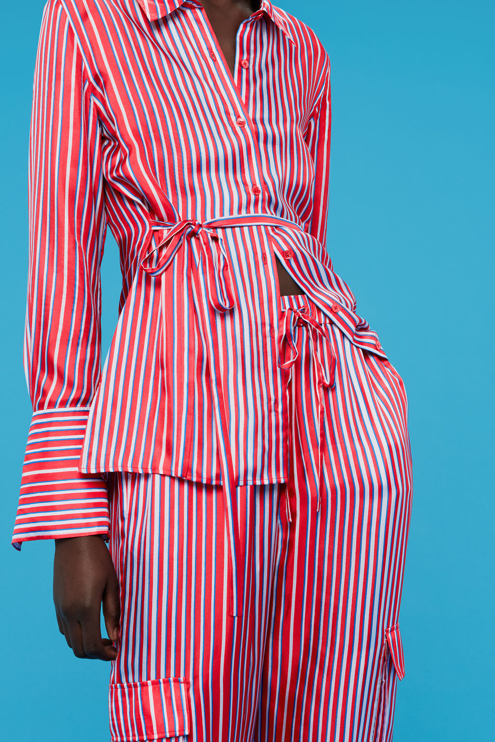 Tangle Stripe Silk Mix Trouser
