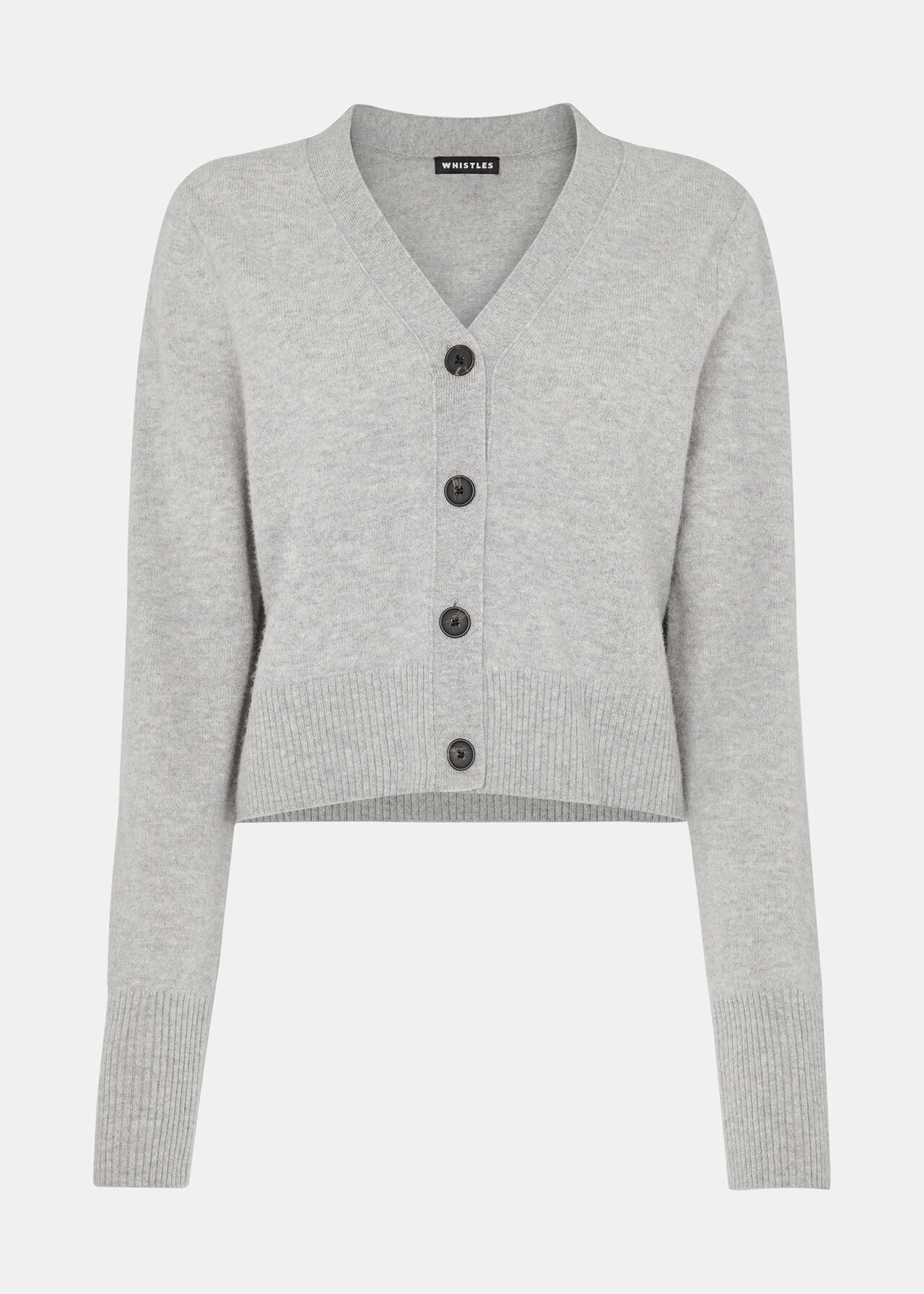 Shop the Grey Cropped Wool Cardigan at Whistles | Whistles UK