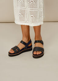 Koby Contrast Stitch Sandal Black