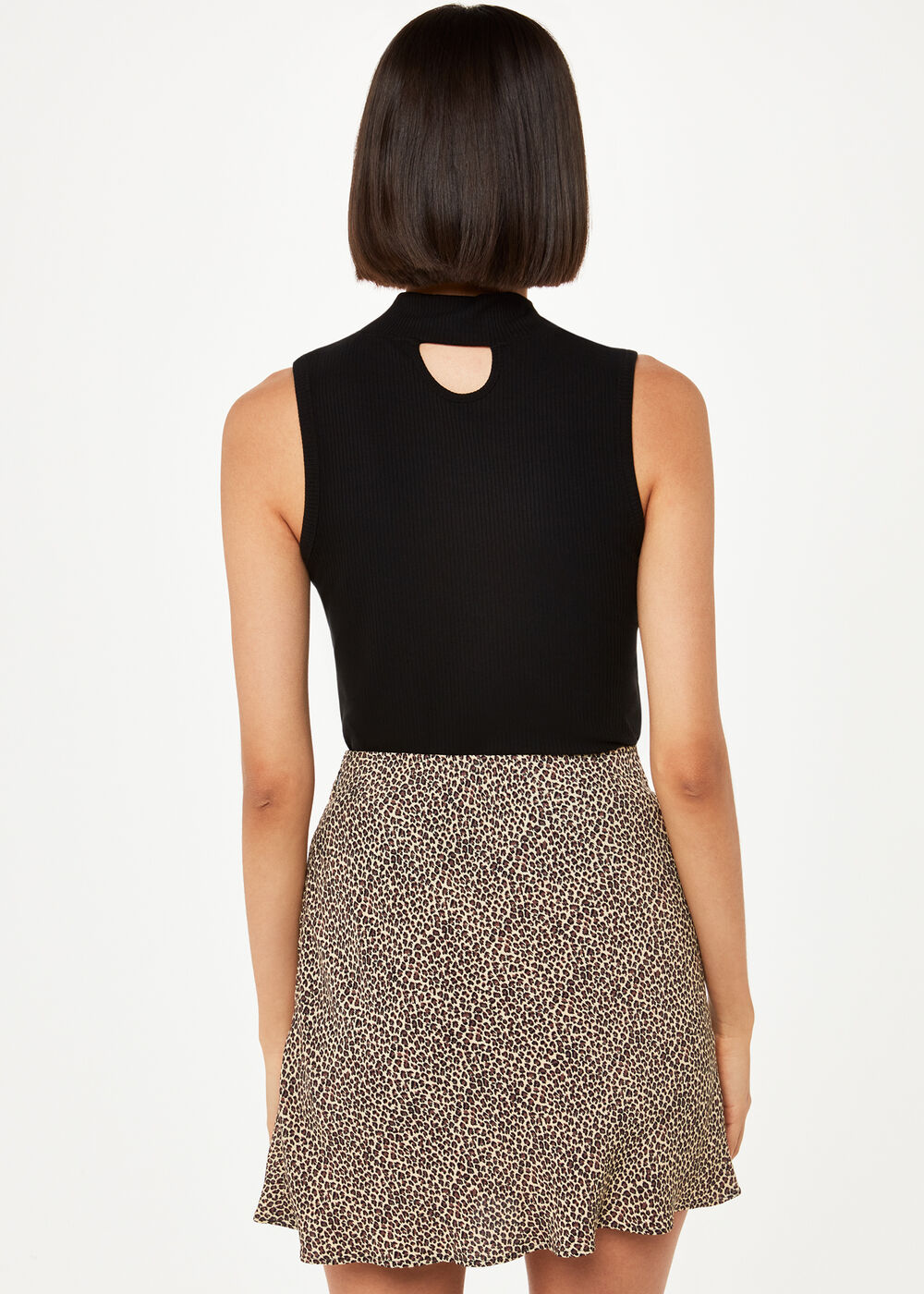 Dashed Leopard Mini Bias Skirt