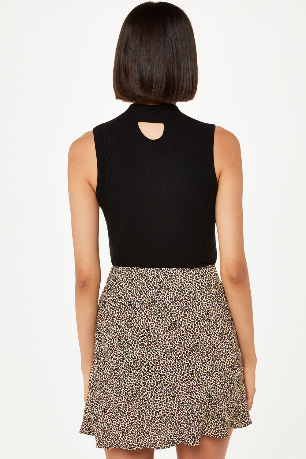 Dashed Leopard Mini Bias Skirt