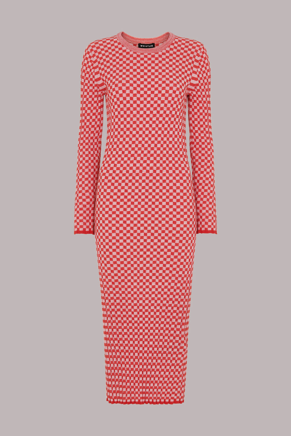 Checkerboard Knit Midi Dress