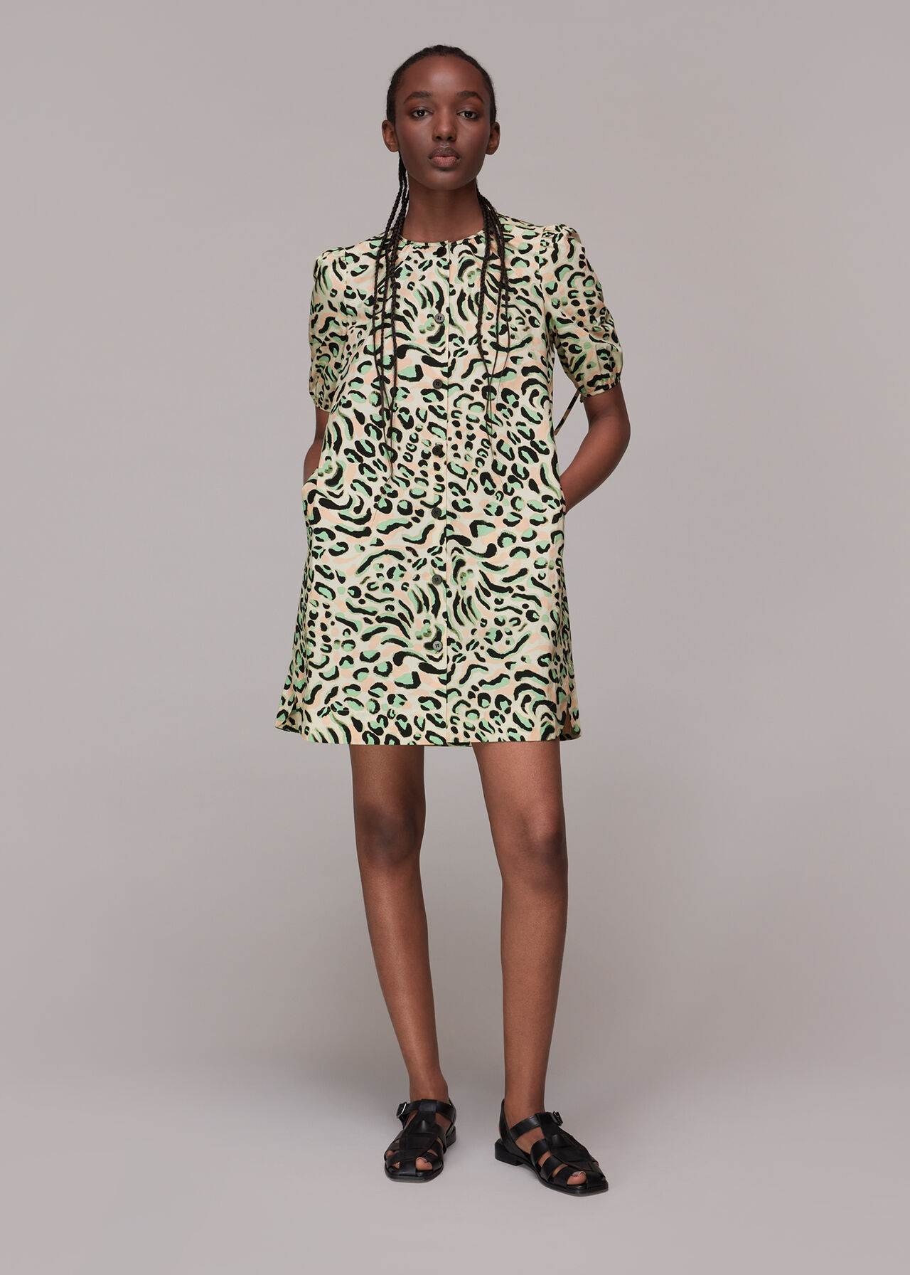Fluro Animal Button Up Dress