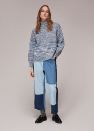 Zip Neck Rib Detail Sweater