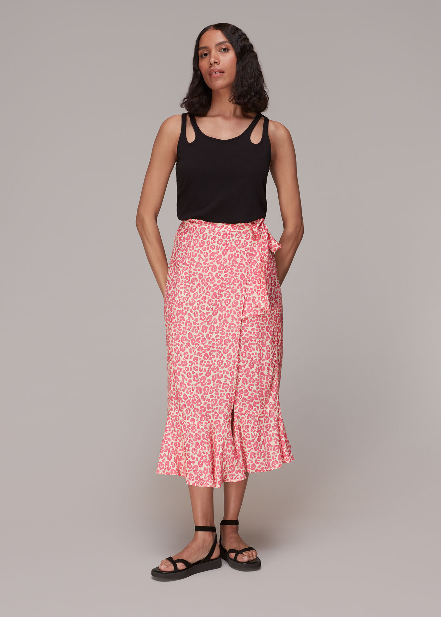 Pink Multi Cheetah Print Wrap Skirt WHISTLES