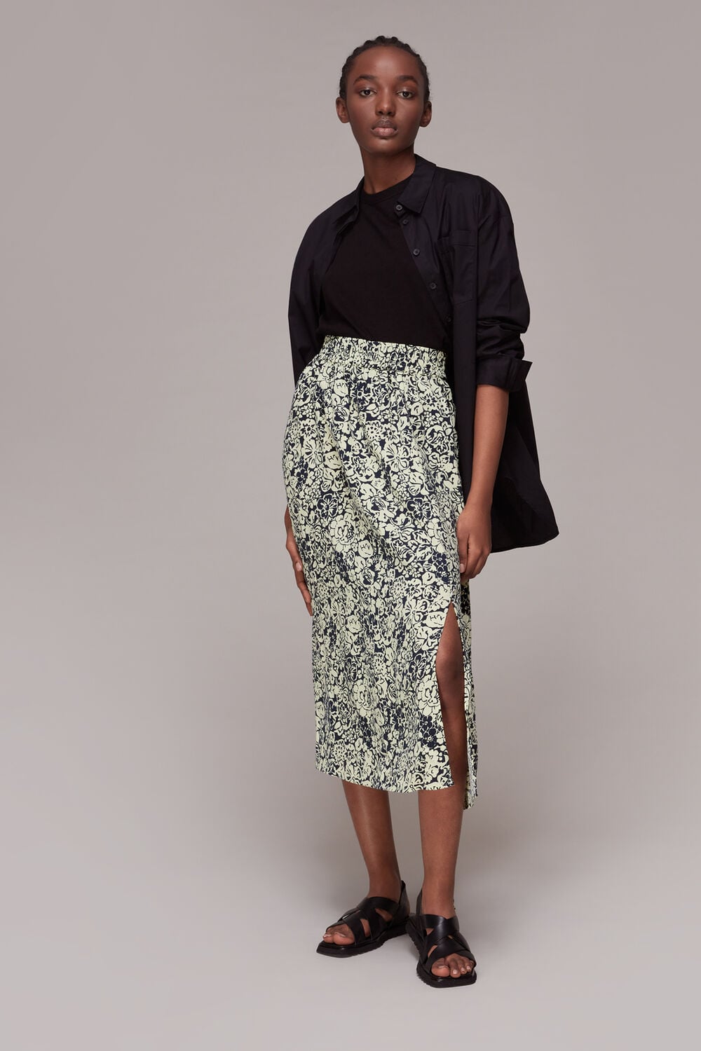 Graphic Floral Pull On Skirt
