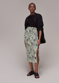 Graphic Floral Pull On Skirt
