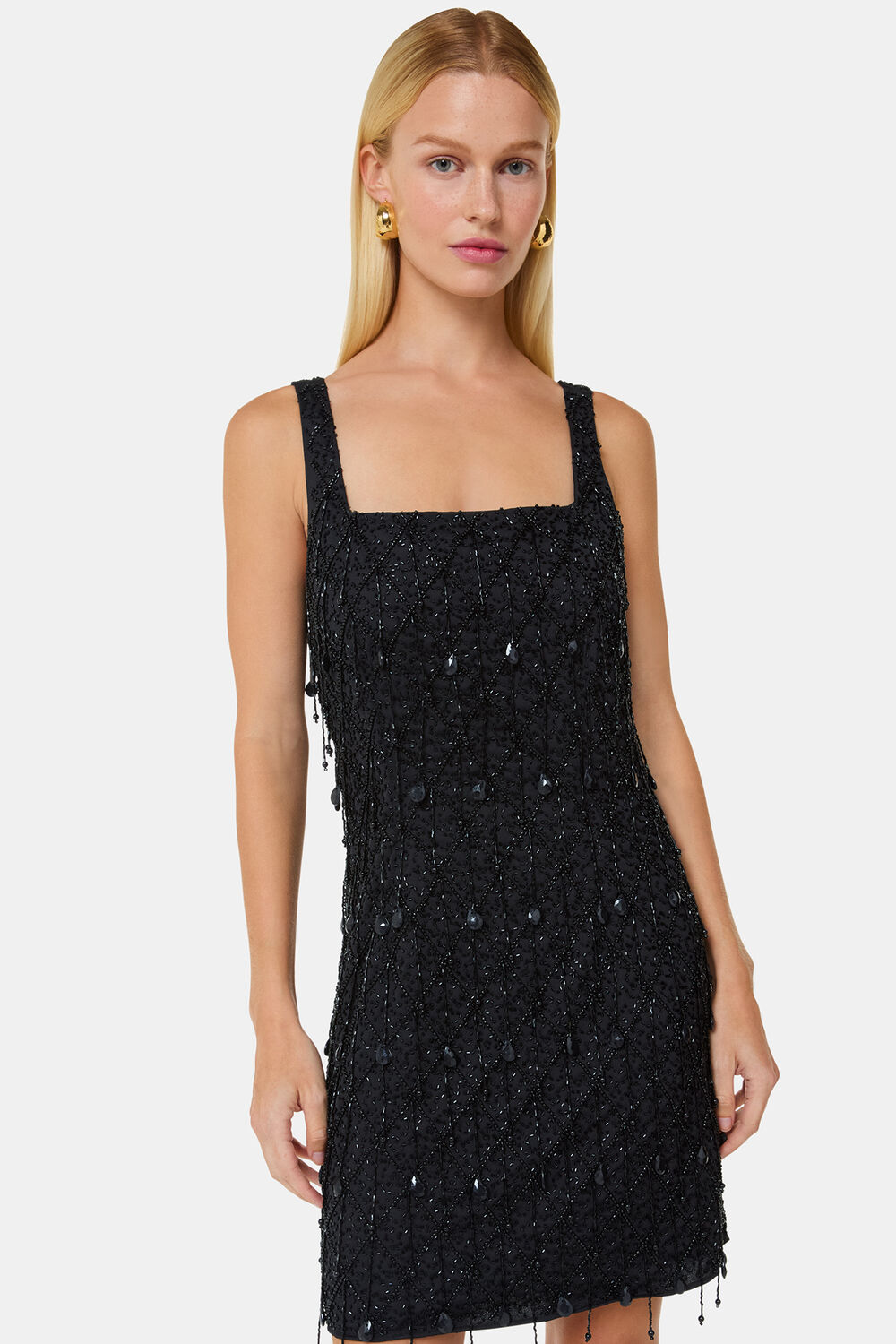 Black Beaded Mini Dress