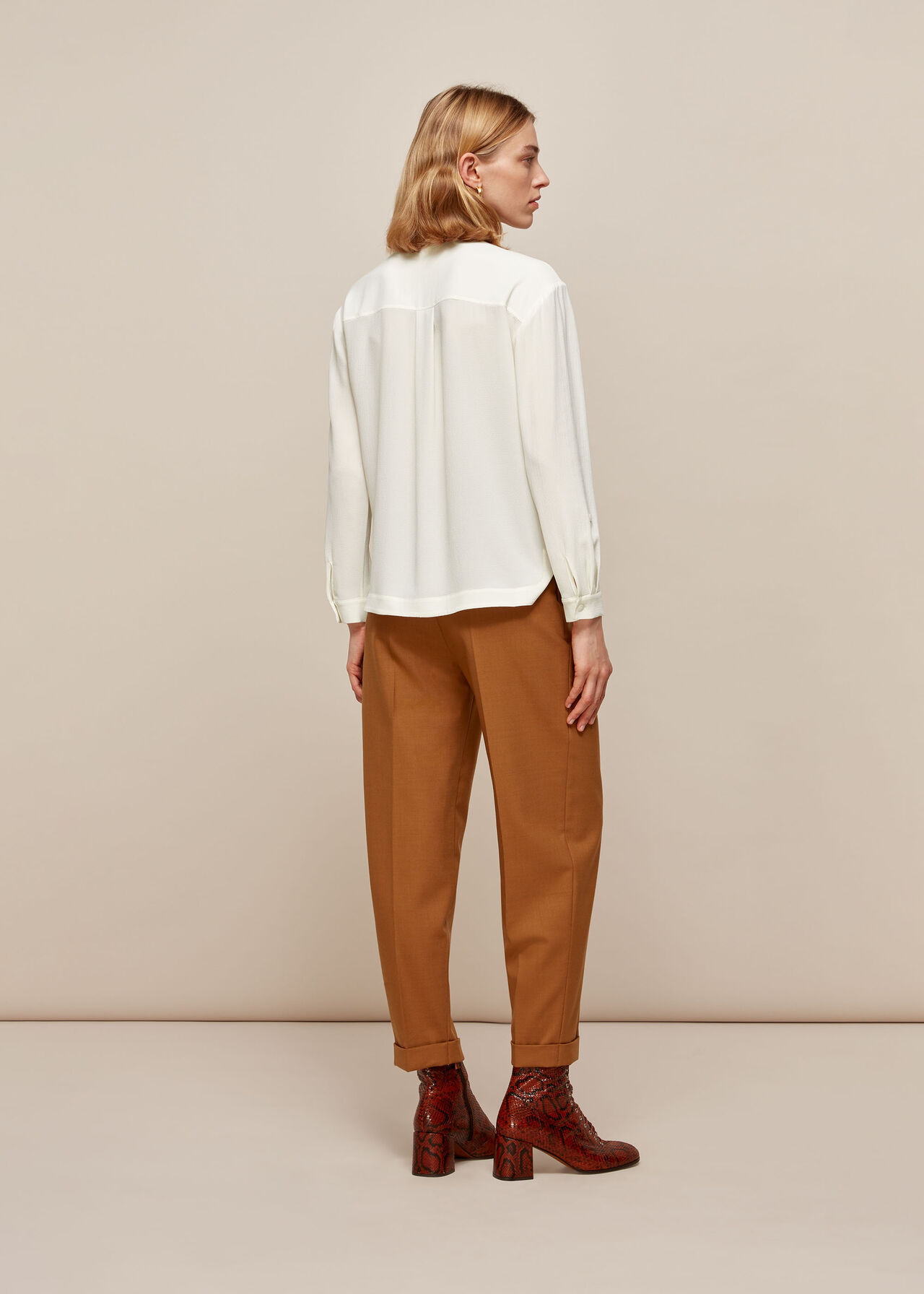 Textured Pocket Blouse Ivory