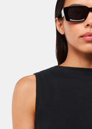 High Neck Rib Detail Tee