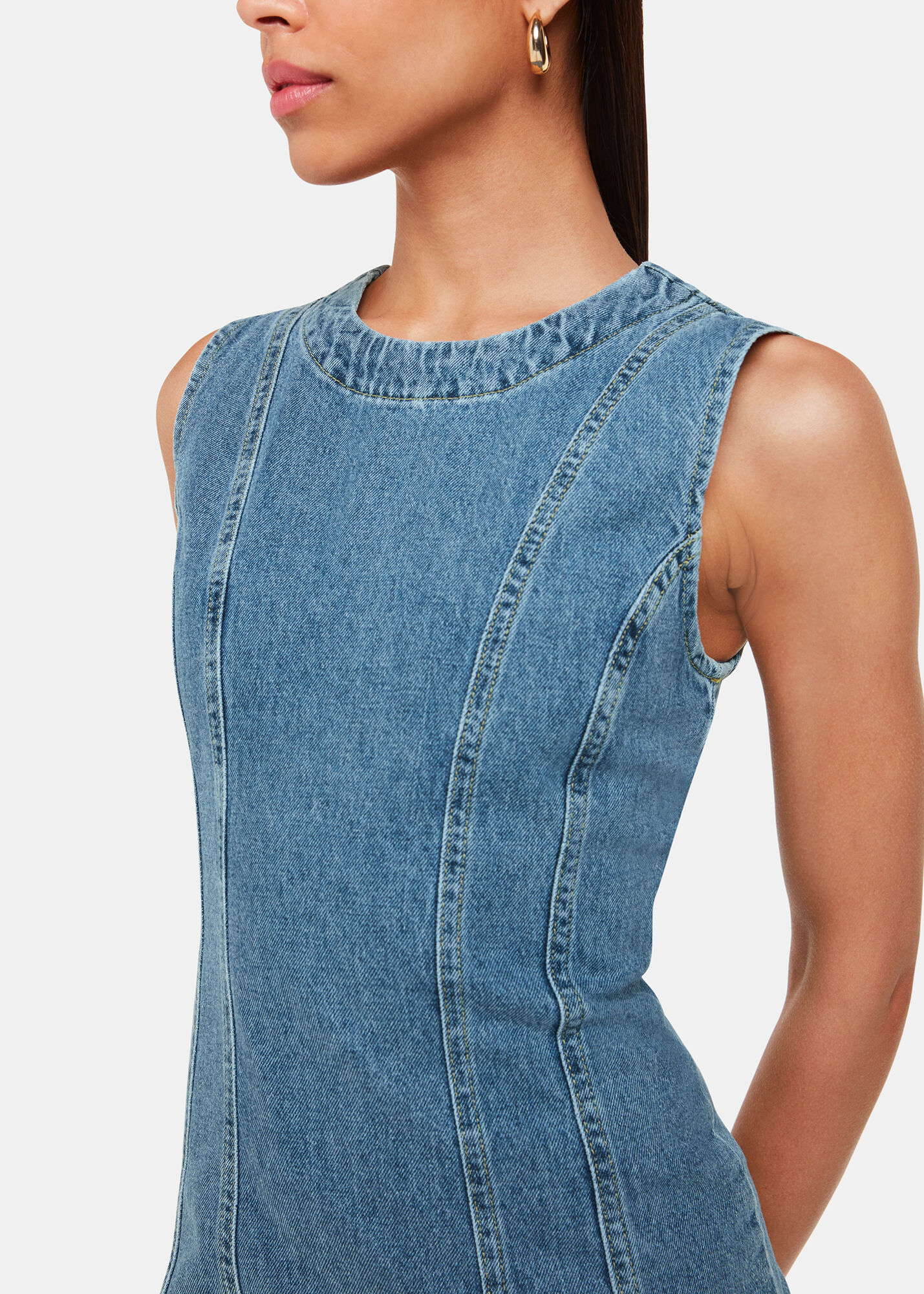 Denim Sleeveless Denim Midi Dress | WHISTLES | Whistles US |