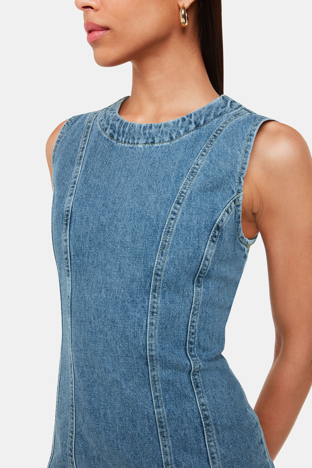 Sleeveless Denim Midi Dress