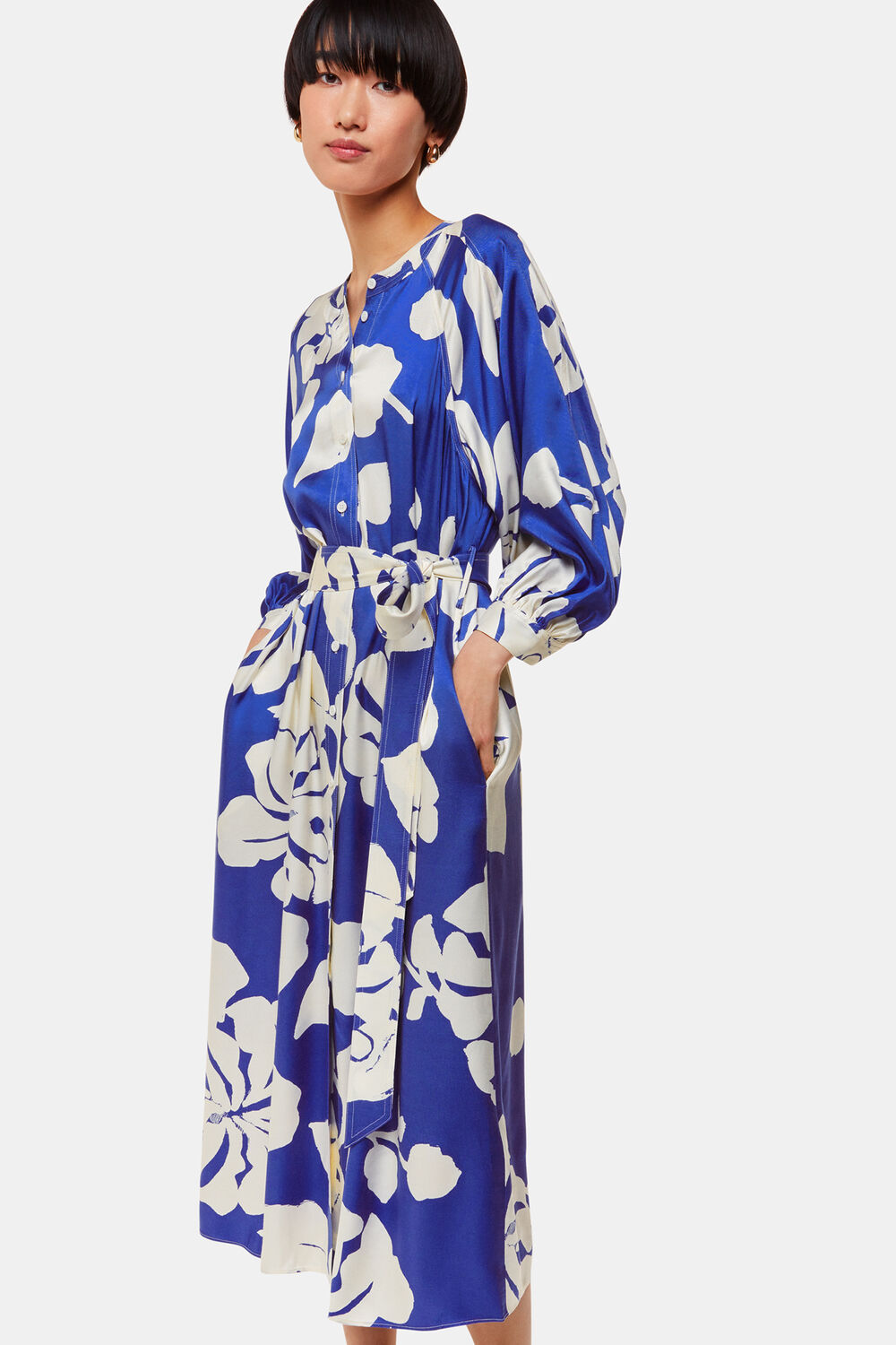 Blue Hibiscus Print Mabel Dress