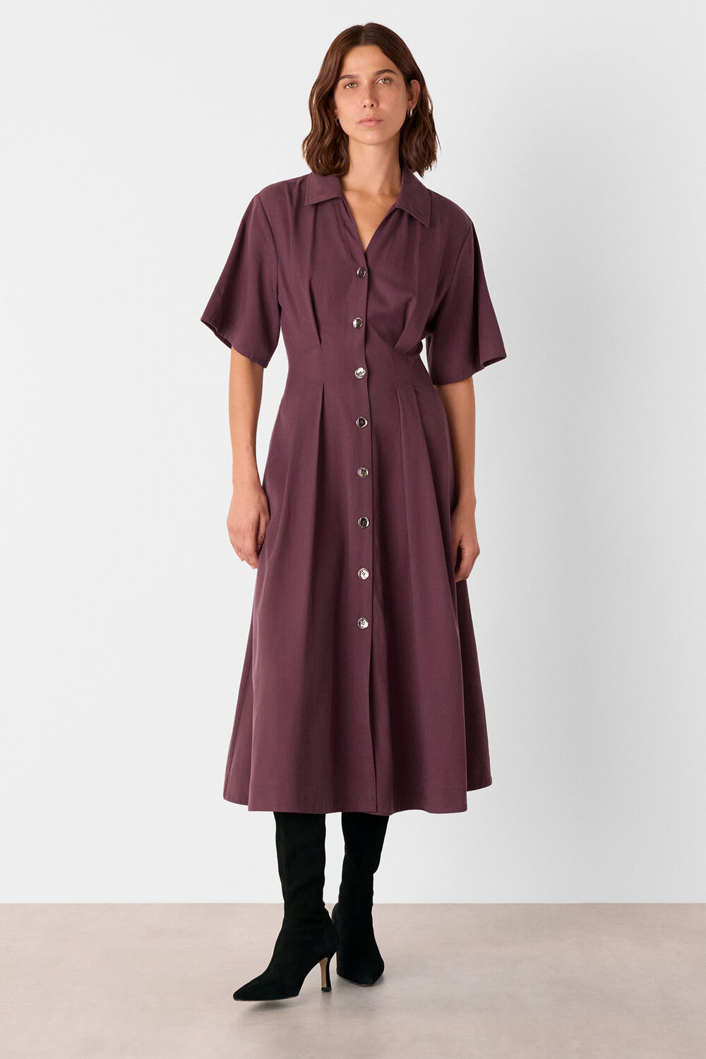 Plum Renee Button Shirt Dress