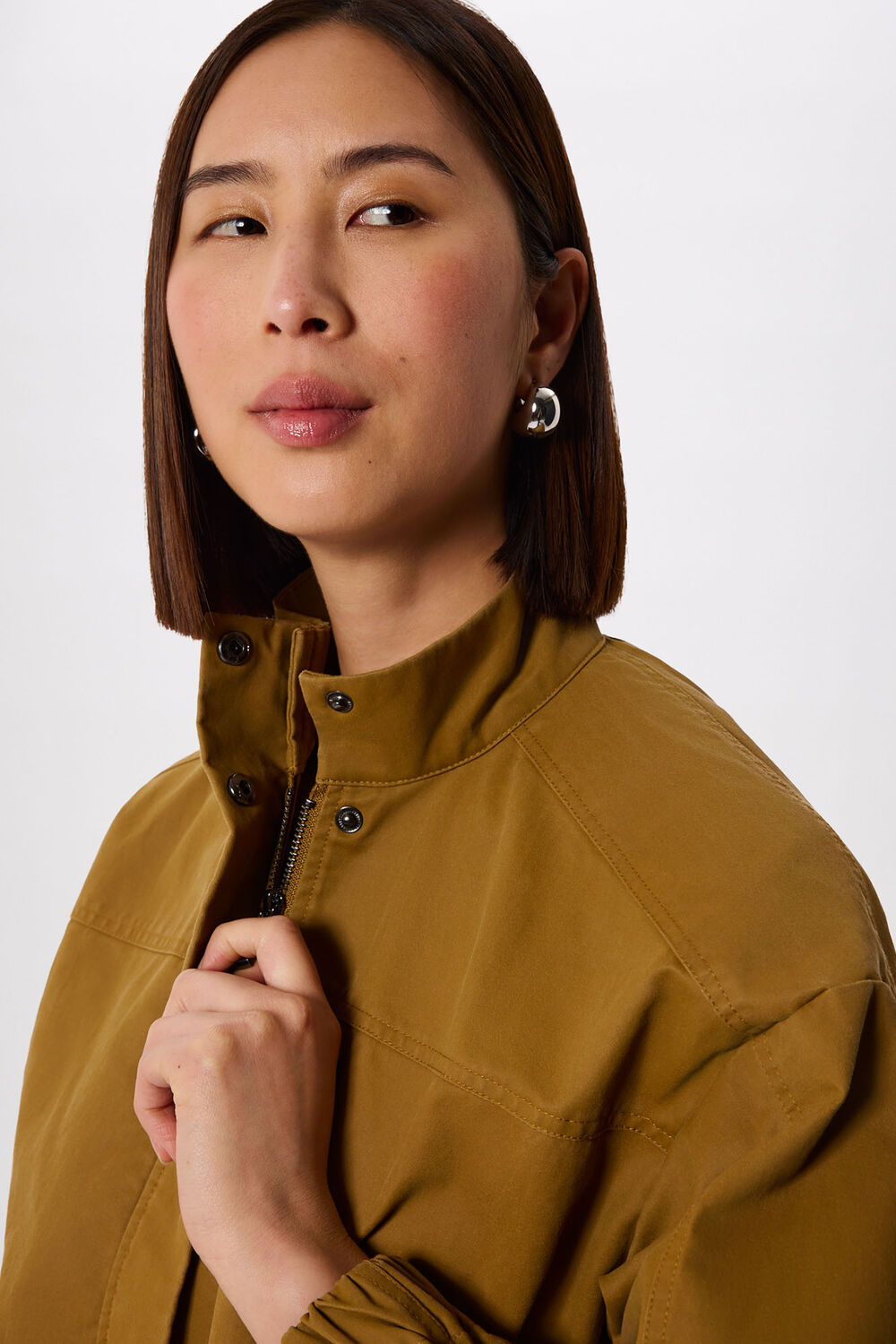 Neutral Wax Coated Bomber Jacket