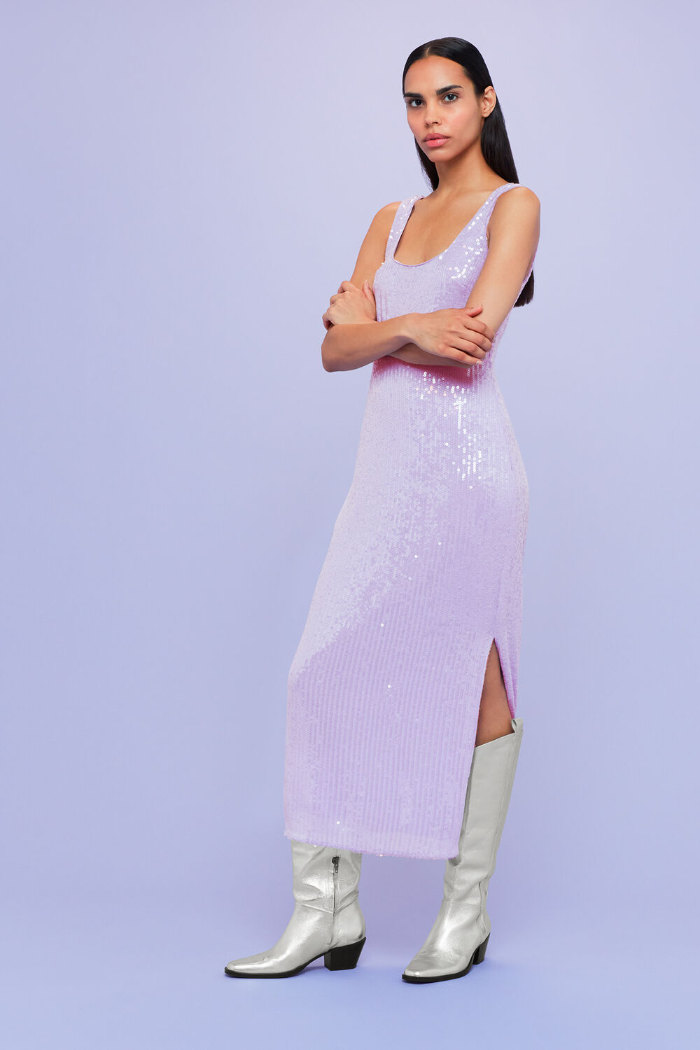 Lilac Miriam Sequin Midi Dress