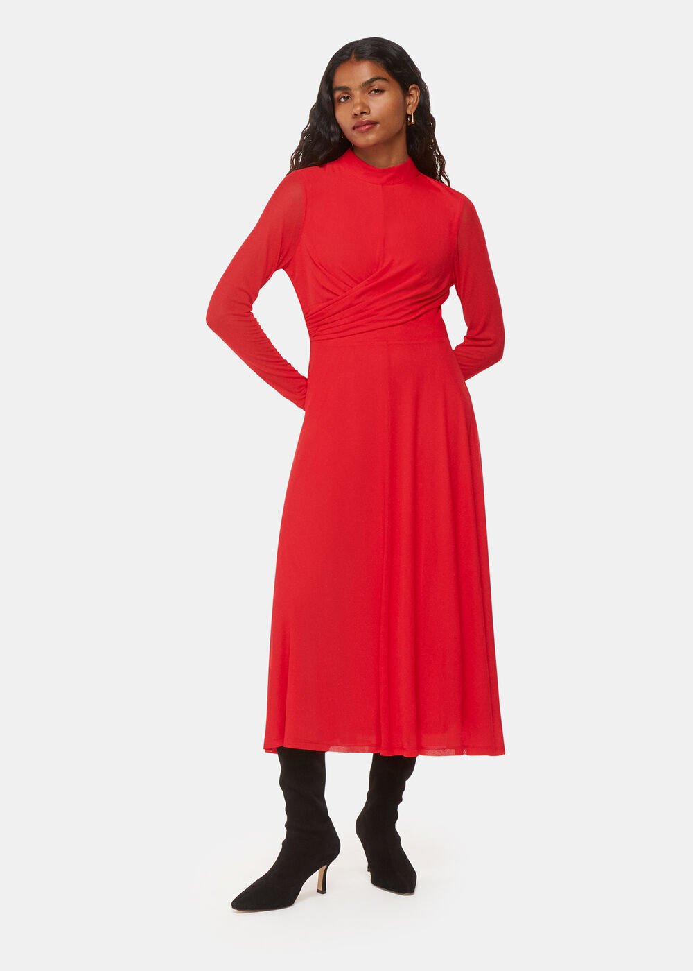 Petite Arabella Ruched Mesh Dress