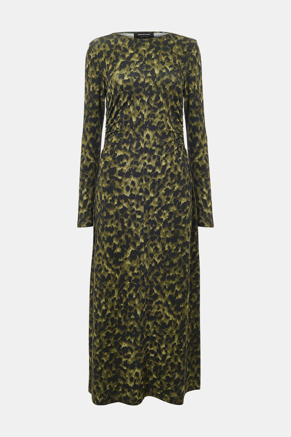 Green Animal Jersey Ruched Dress