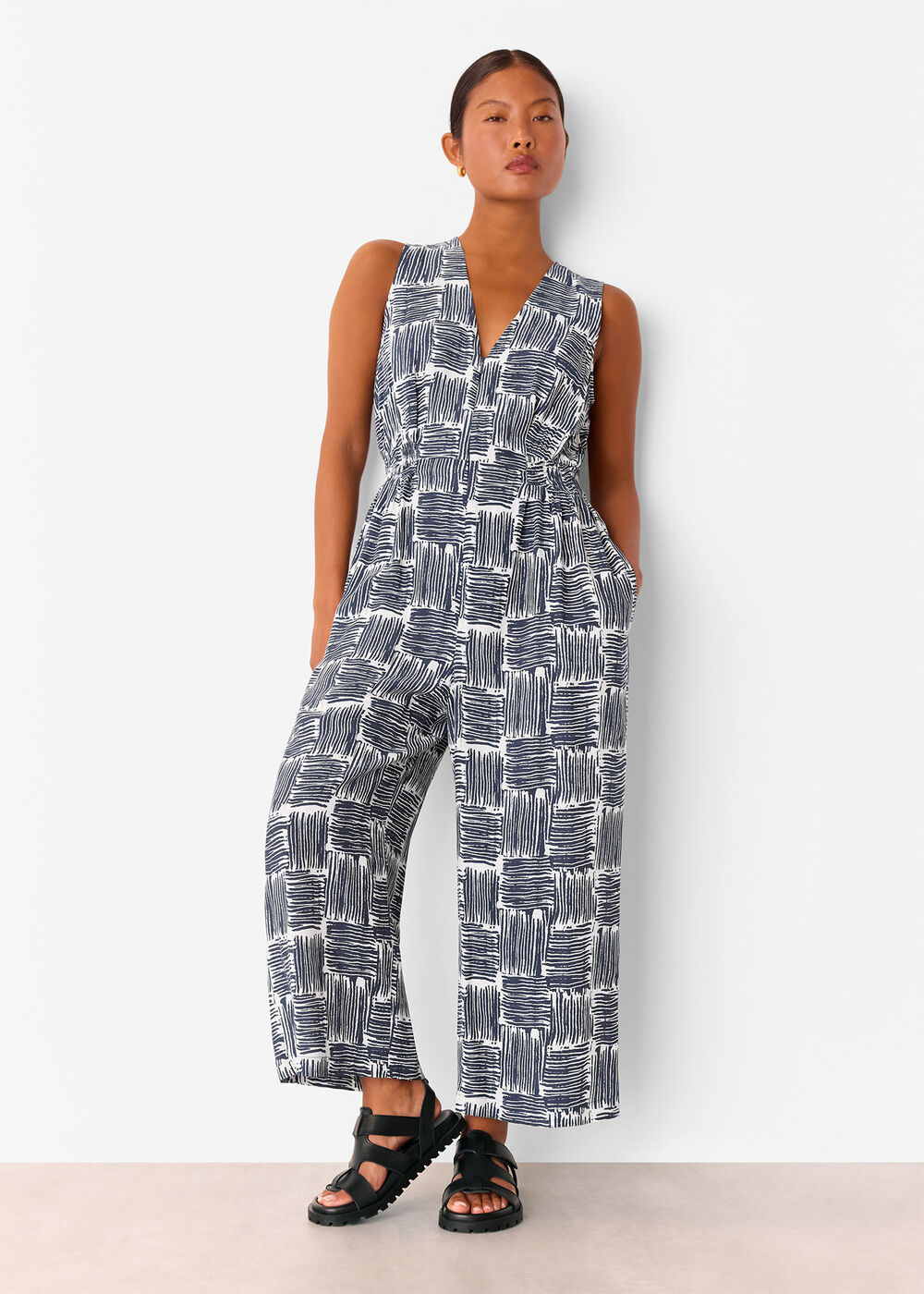 Petite Hatch Squares Jumpsuit