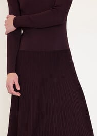 Funnel Neck Pleated Knit Dress