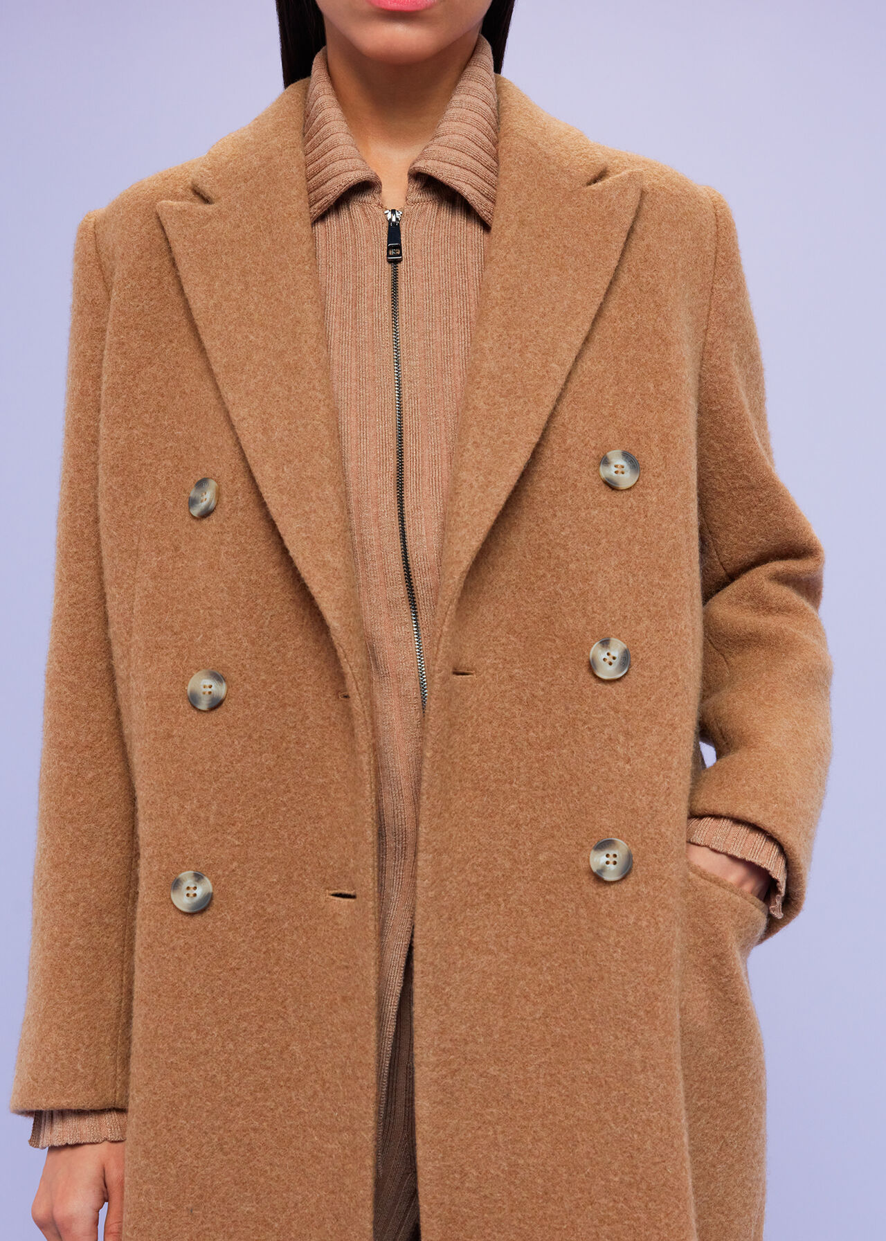 Textured Wool Blend Coat