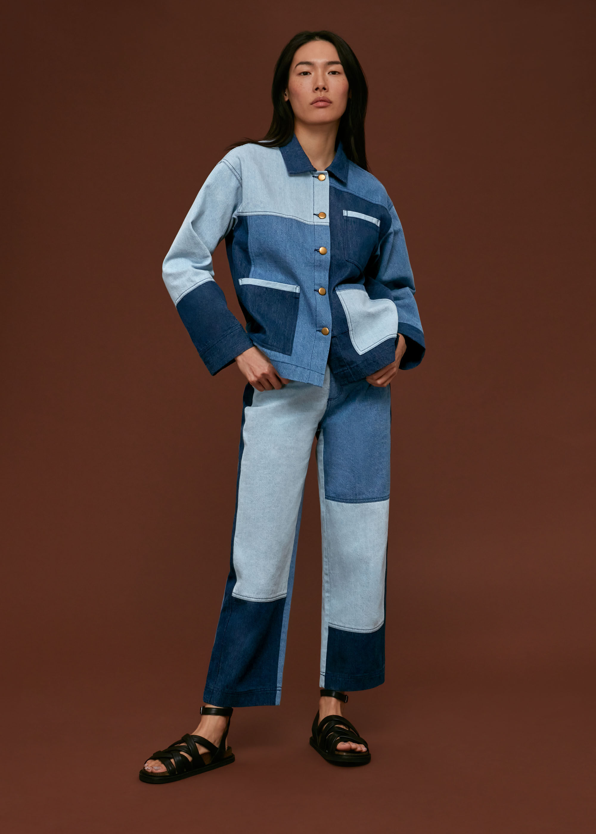 Denim patchwork jacket shop