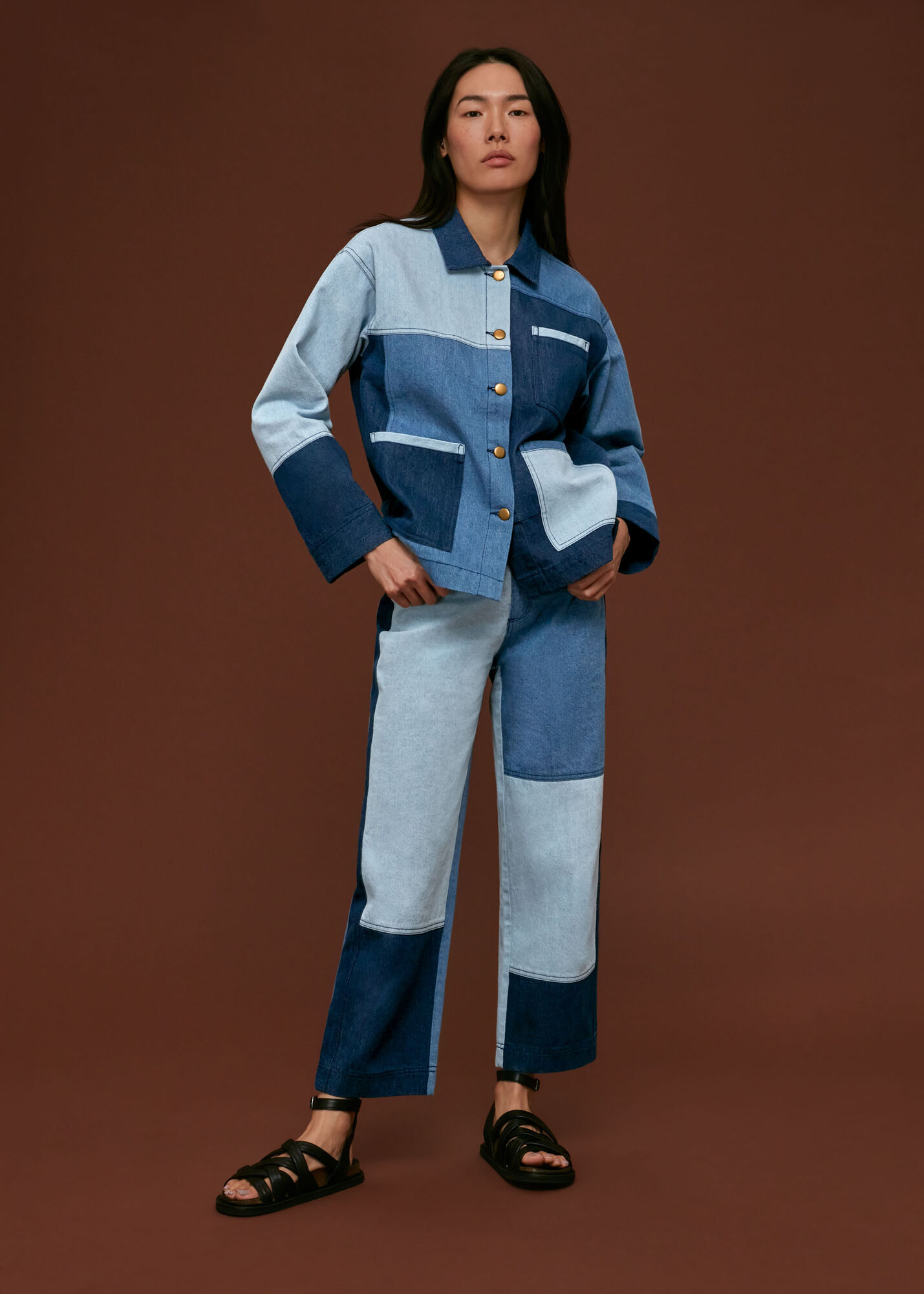 Denim Patchwork Denim Jacket WHISTLES