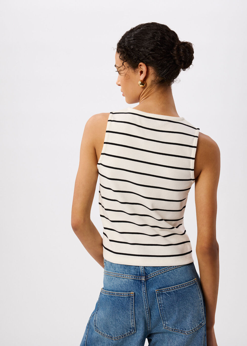 Stripe Button Front Tank