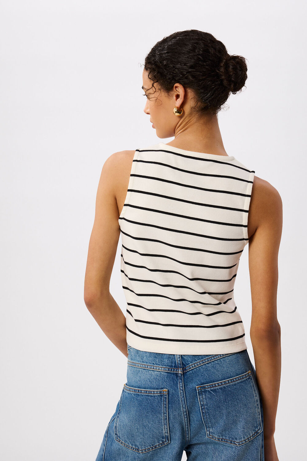 Stripe Button Front Tank