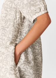 Palm Print Linen Blend Dress