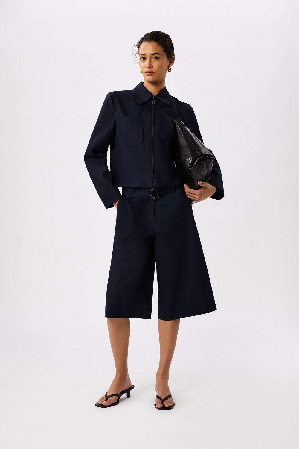 Navy Compact Cotton Bermuda Short