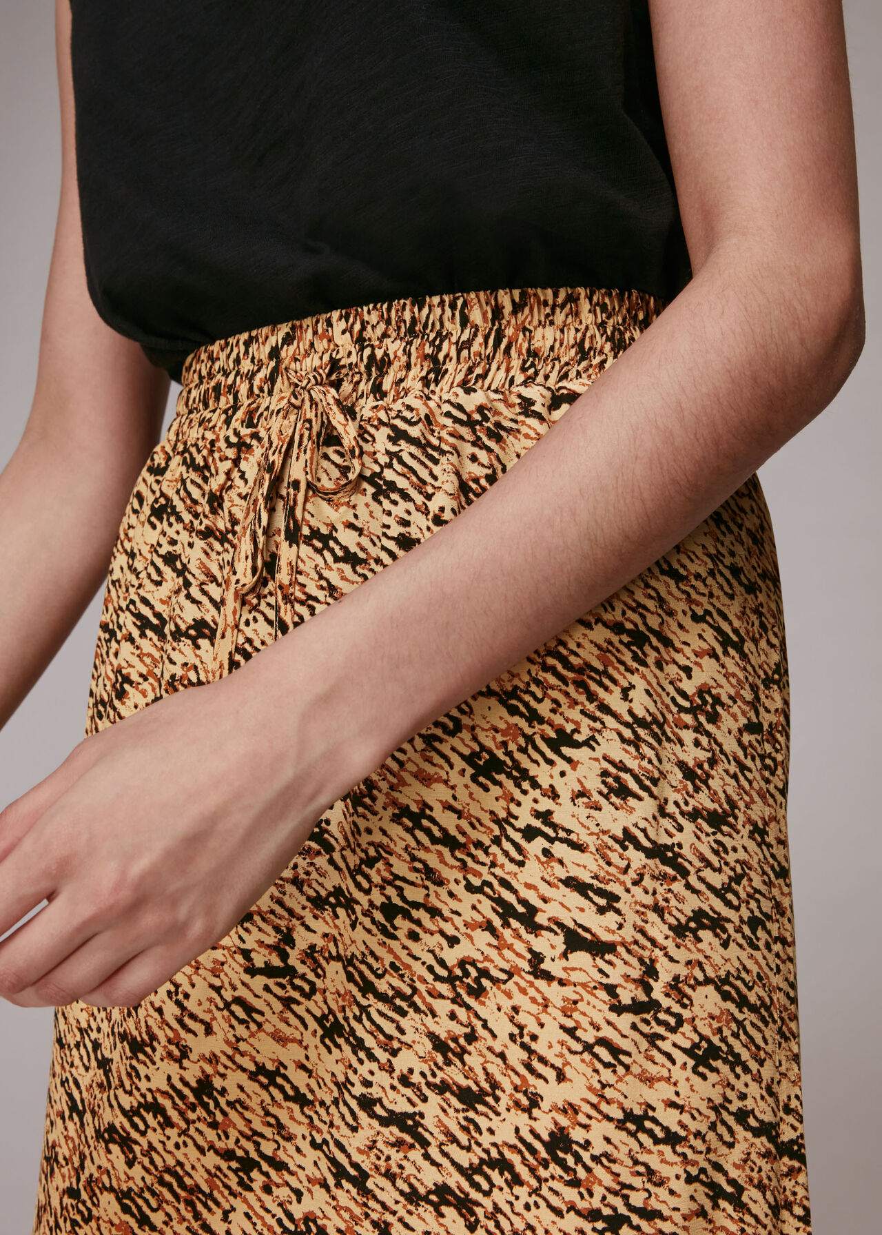 Bark Print Tie Waist Skirt