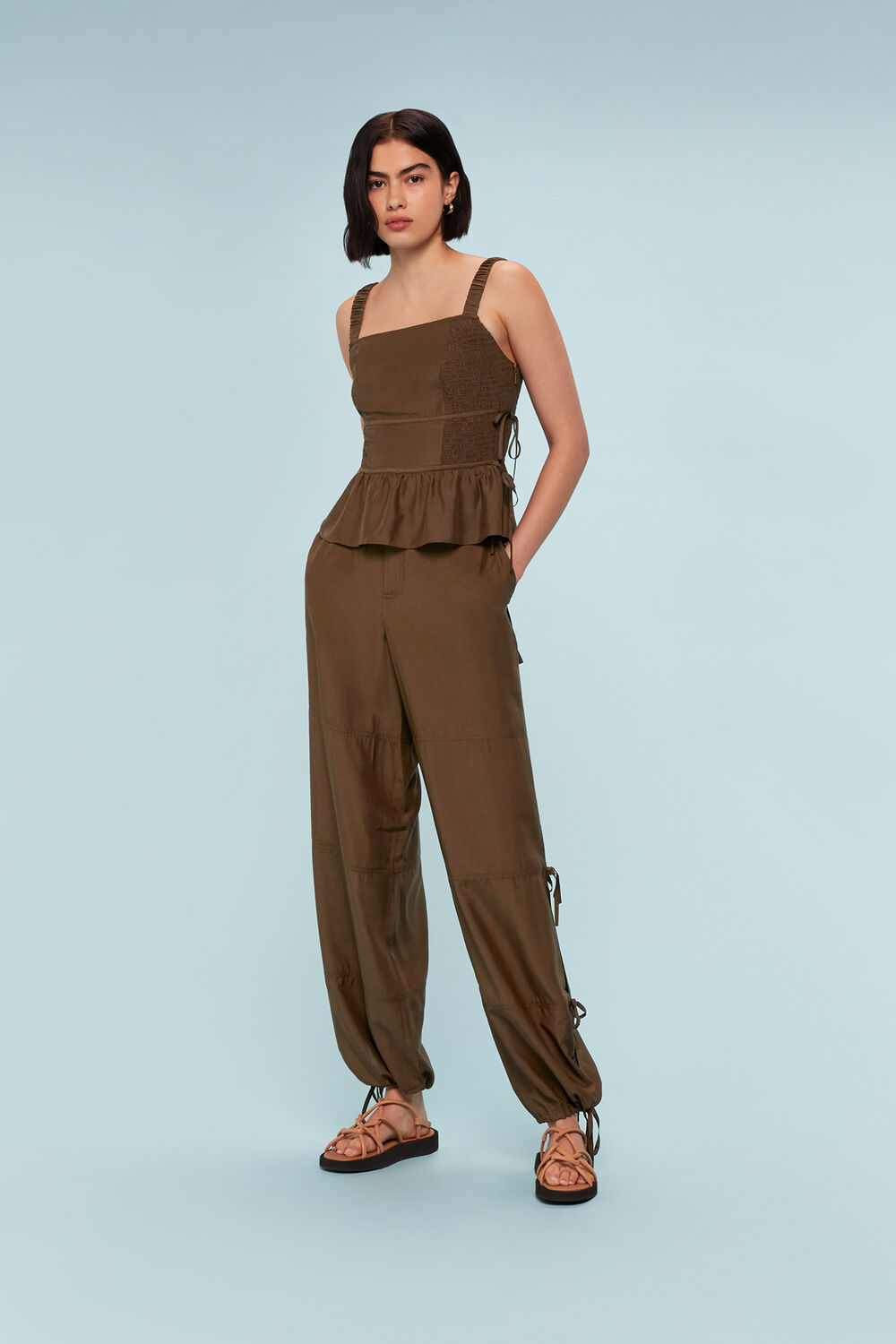 Chocolate Tie Detail Trouser