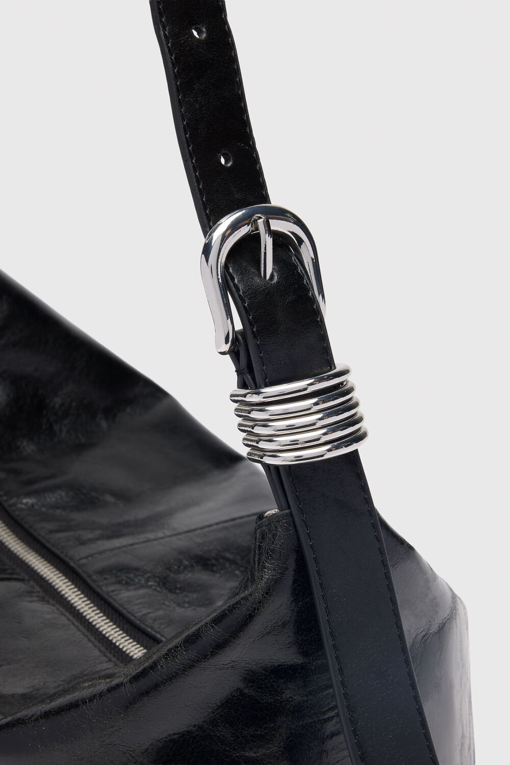 Black Ring Detail Shoulder Bag